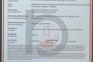 SITEBASLIK UTS TRIBOLOG İÇİN CE BELGESİ 